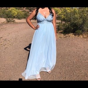 Light sky blue prom dress